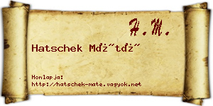 Hatschek Máté névjegykártya