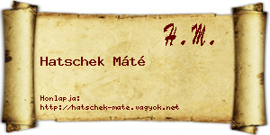 Hatschek Máté névjegykártya